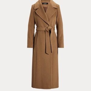 Ralph Lauren Long Camel Wool Wrap Coat